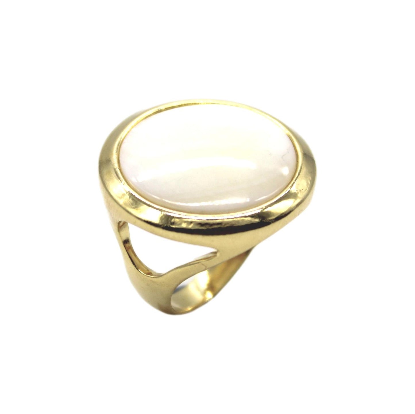Round Gemstone Frame Ring - Mother of Pearl