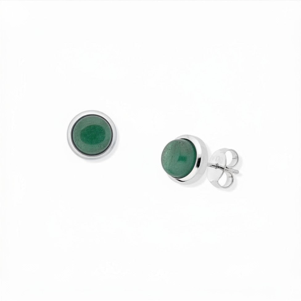 Mini-Dot Gemstone Earring - Green Quartz - Rhodium