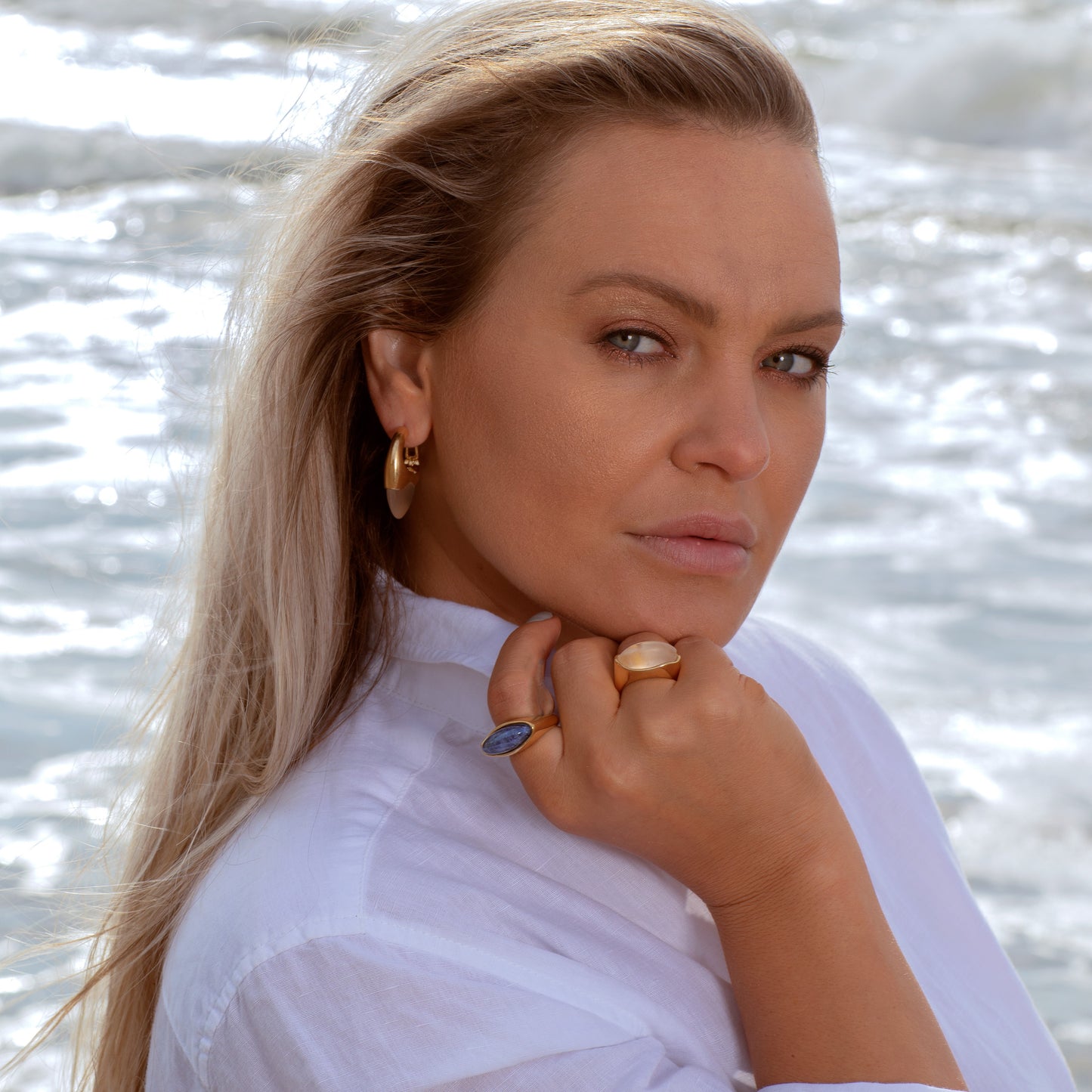 Acqua Earring- Perolized Quartz