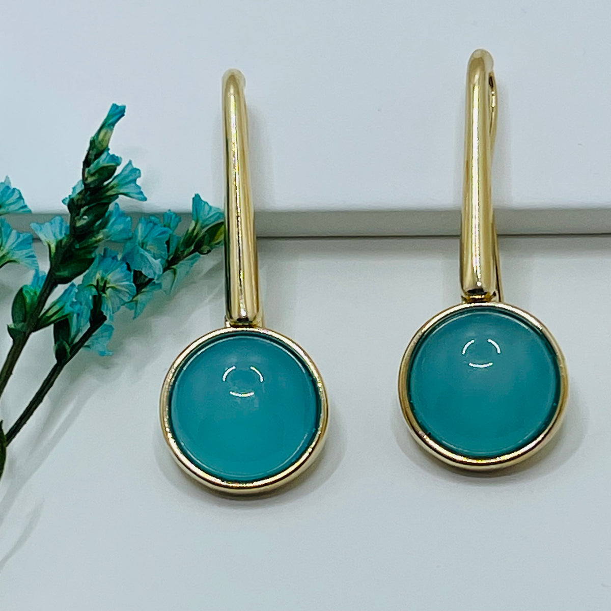 Whisper Hook Earring - Blue Sky Agate