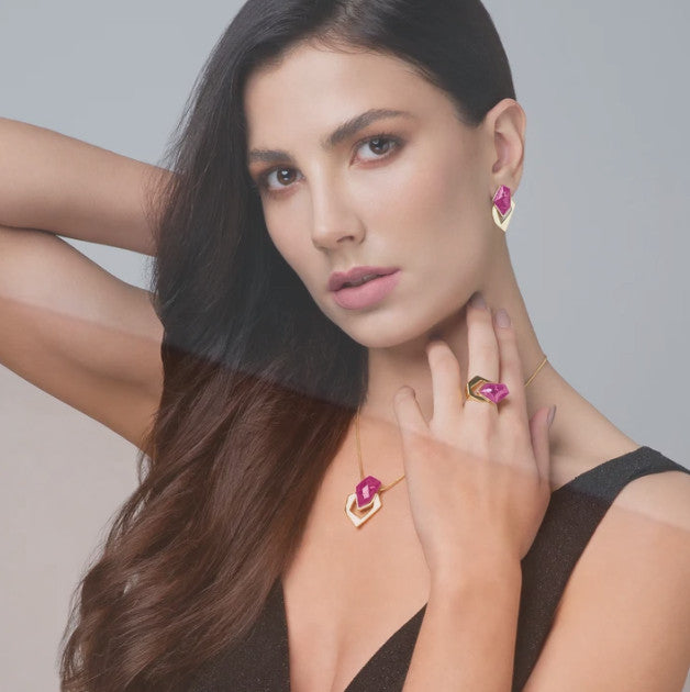 Facet Ring- Pink Feldspar