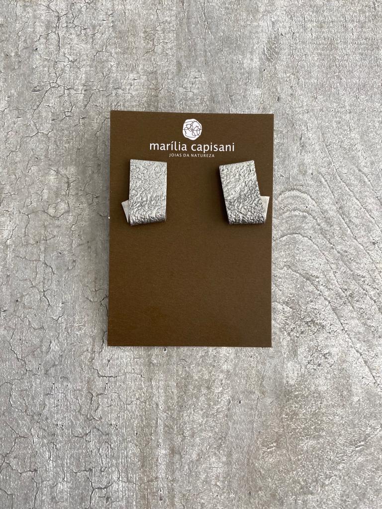 Folding Concrete Earring - Silver