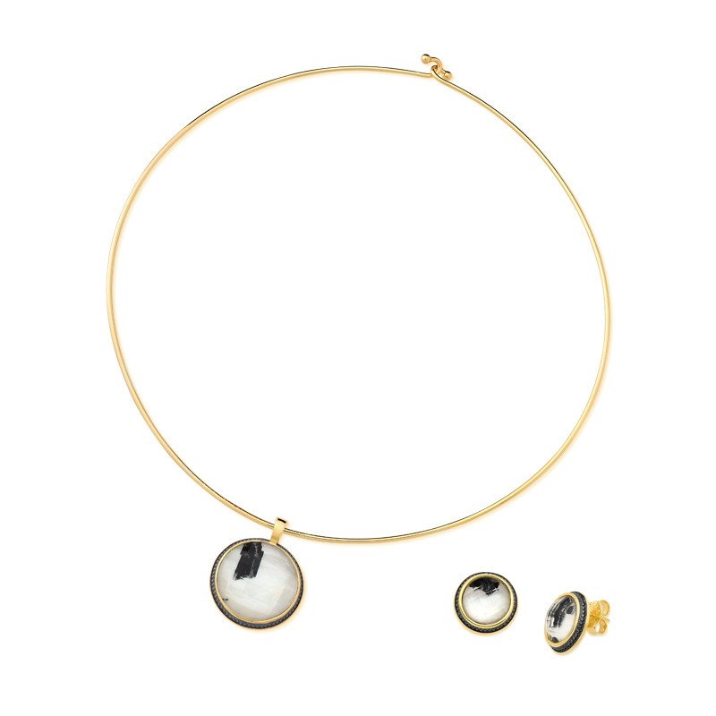 Black Turmaline Choker and Earring SET