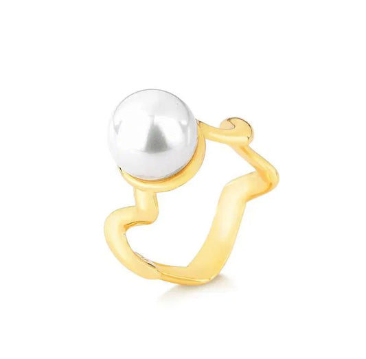 SWIRL  PEARL RING- 18k Gold Platead