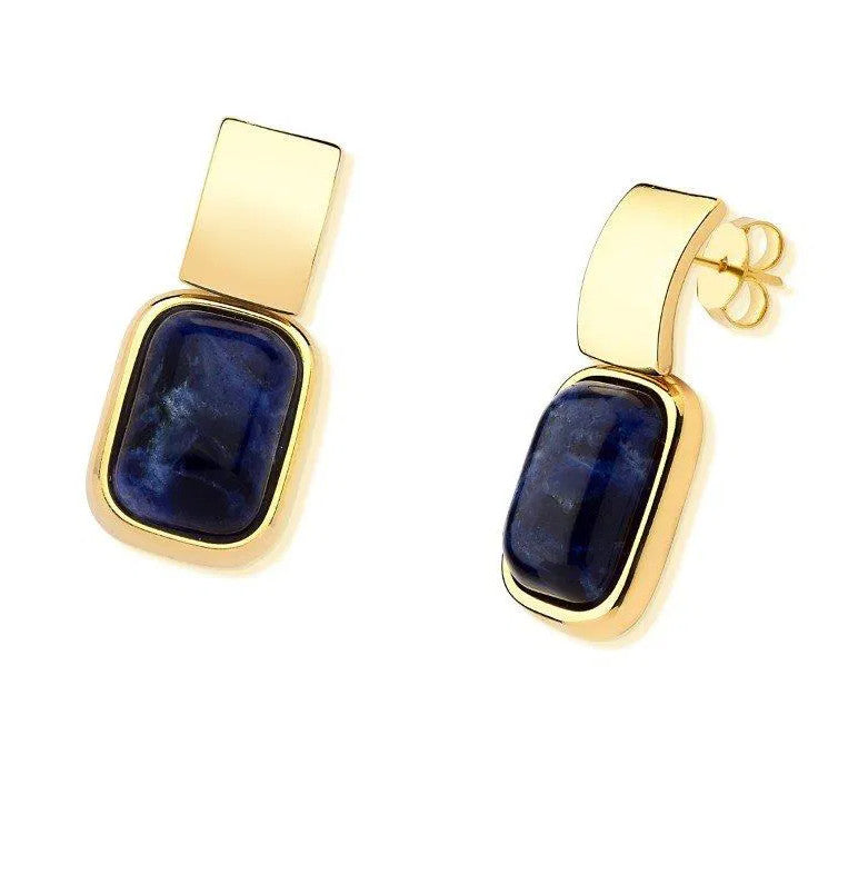 Rectangular Gemstone Post Earring - Sodalite