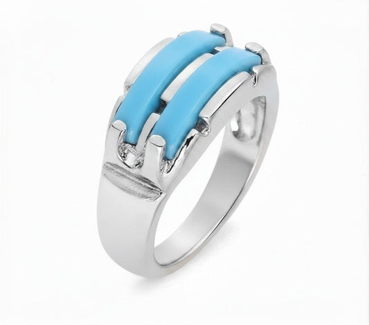 Anillo de piedras preciosas con doble raya
