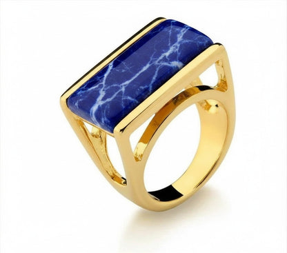 Colección Earth - Anillo rectangular con piedras preciosas