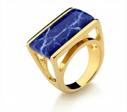 Anello rettangolare con pietre preziose Rio Design