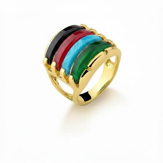 Anillo de gemas de cuatro capas