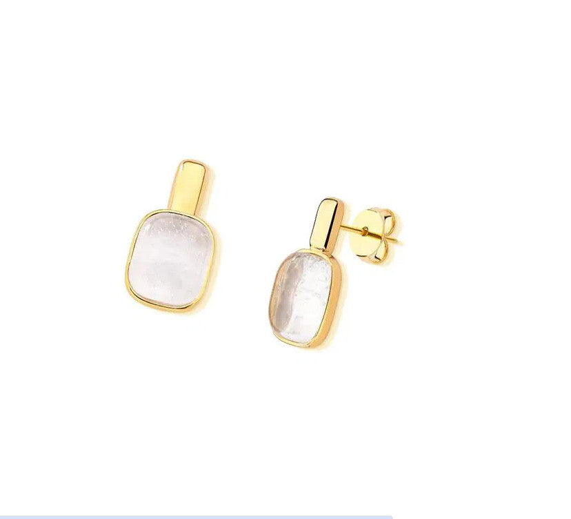 Small Rectangle Earring - Crystal Quartz