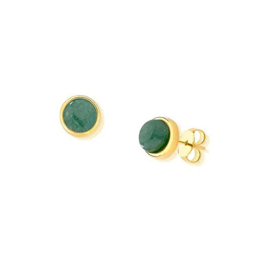 Mini-Dot Gemstone Earring -Green Quartz