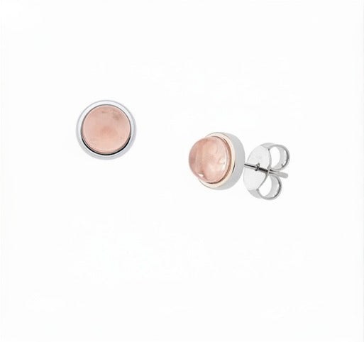 Mini-Dot Gemstone Earring - Rose Quartz - Rhodium