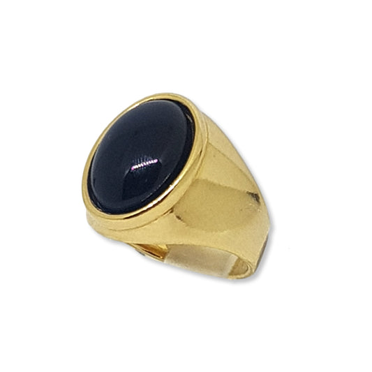 Oval Gemstone Signet Ring - Black Agate