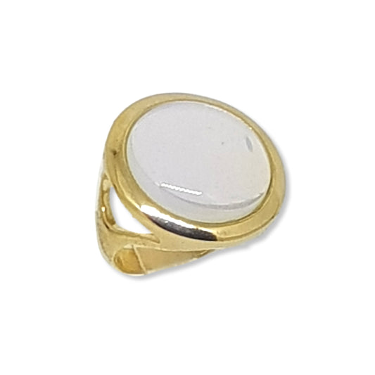 Round Gemstone Frame Ring - Mother of Pearl