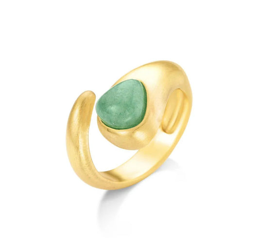 Anillo ajustable con tres piedras preciosas - Howlita rosa/Howlita blanca/Sodalita