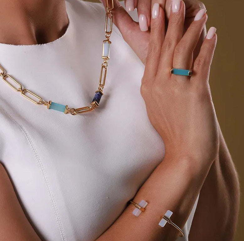 Geometric Block Bracelete - Opaline