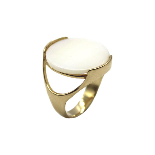 Geometric Circular Gemstone Ring - Mother of Pearl
