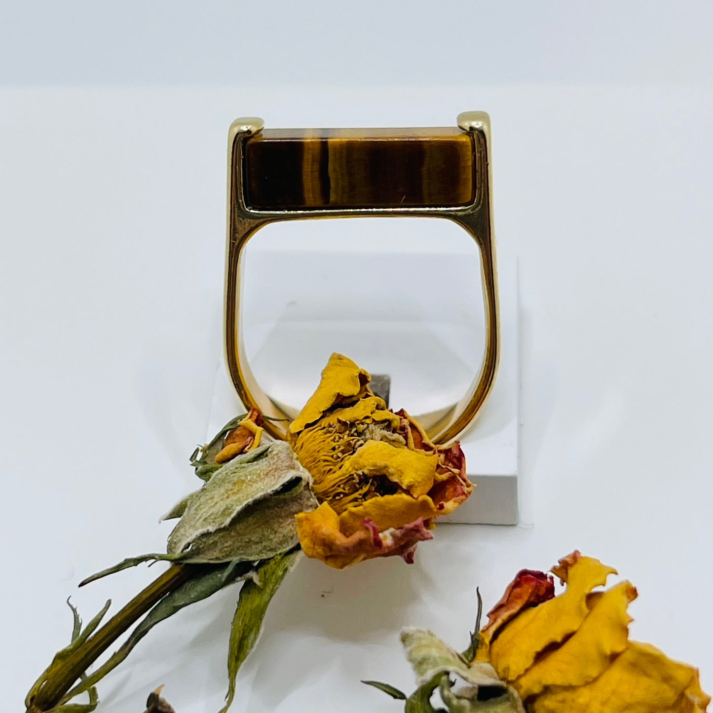 Jungle Gems Block Ring - Tiger Eye