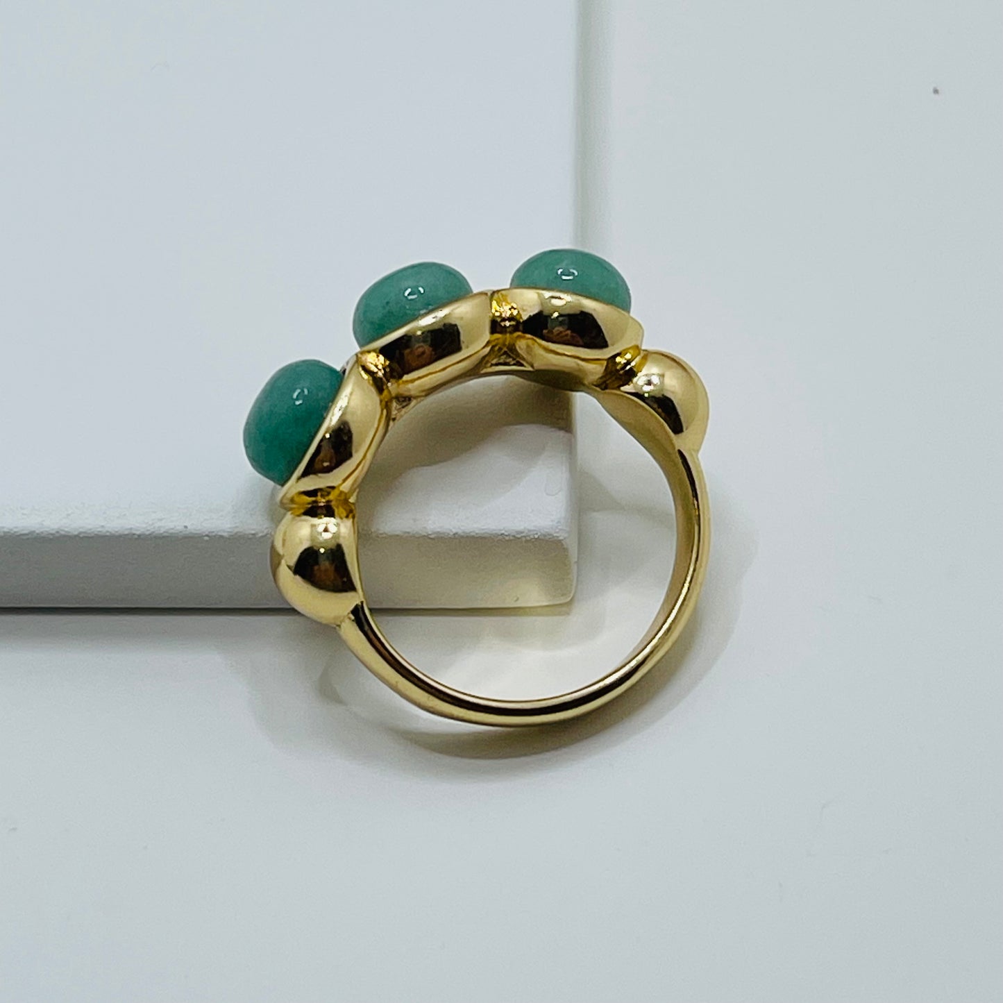 Green Quartz- Whisper Triple Gem Ring