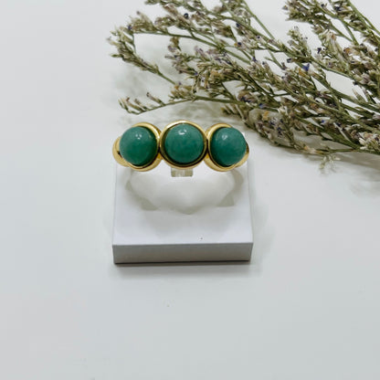 Green Quartz- Whisper Triple Gem Ring