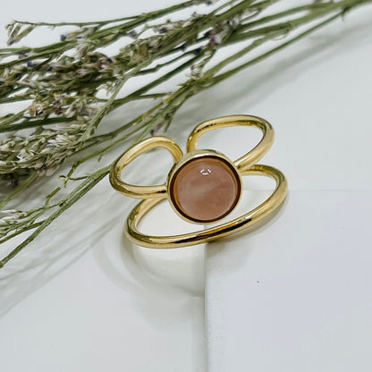 Whisper Double Band Ring - Rose Quartz