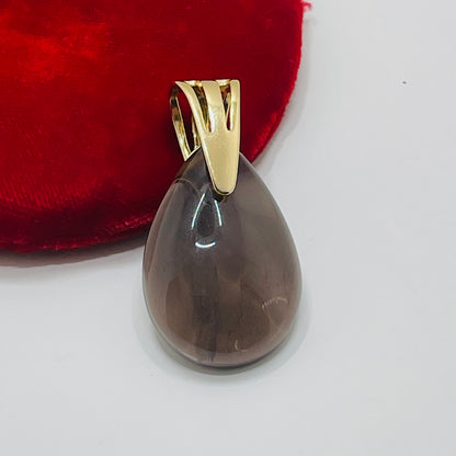 Drop Stone Pendant- Smoke Obsidian