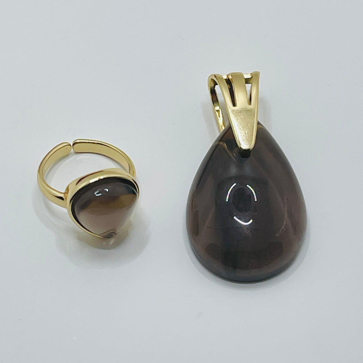 Drop Stone Pendant- Smoke Obsidian