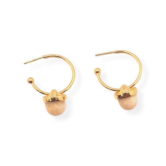 Small Hoop Gemstone Earring -