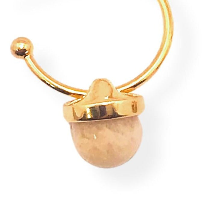 Small Hoop Gemstone Earring -