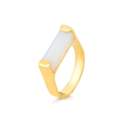 Geometric Stick Ring - Opaline - Gold