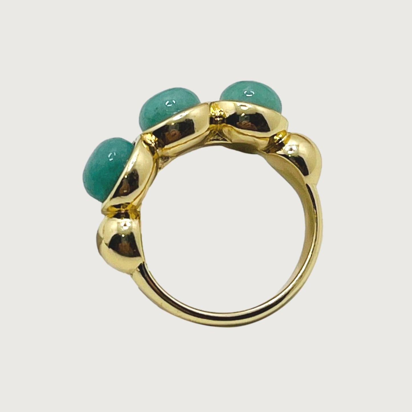 Green Quartz- Whisper Triple Gem Ring