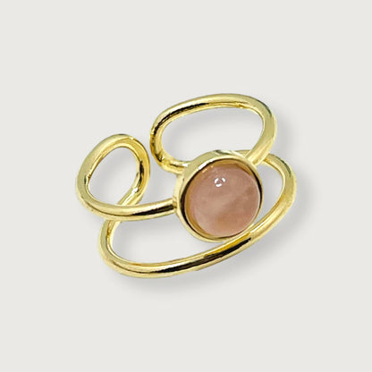 Whisper Double Band Ring - Rose Quartz