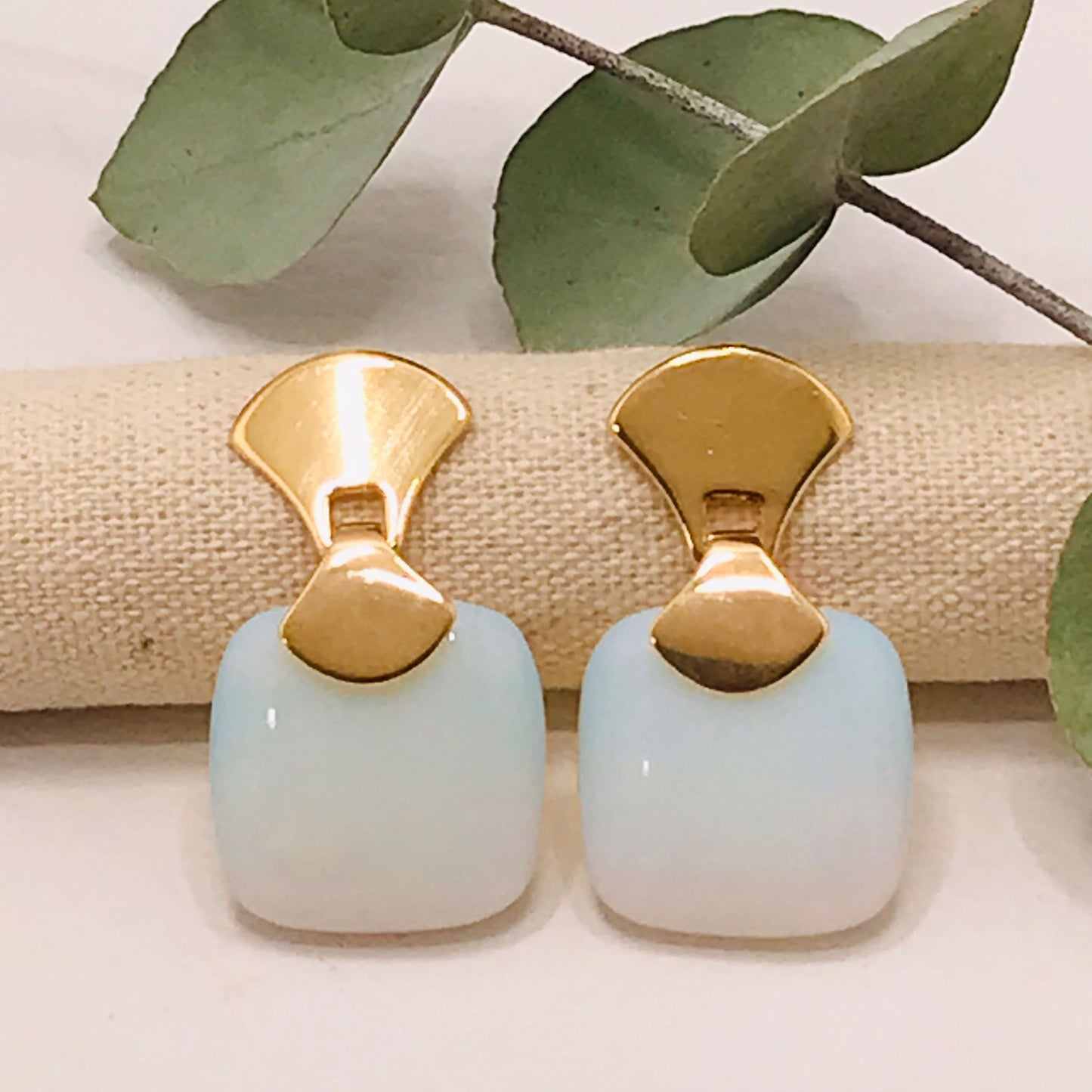 Frameless Square Gemstone Earring - Opalina