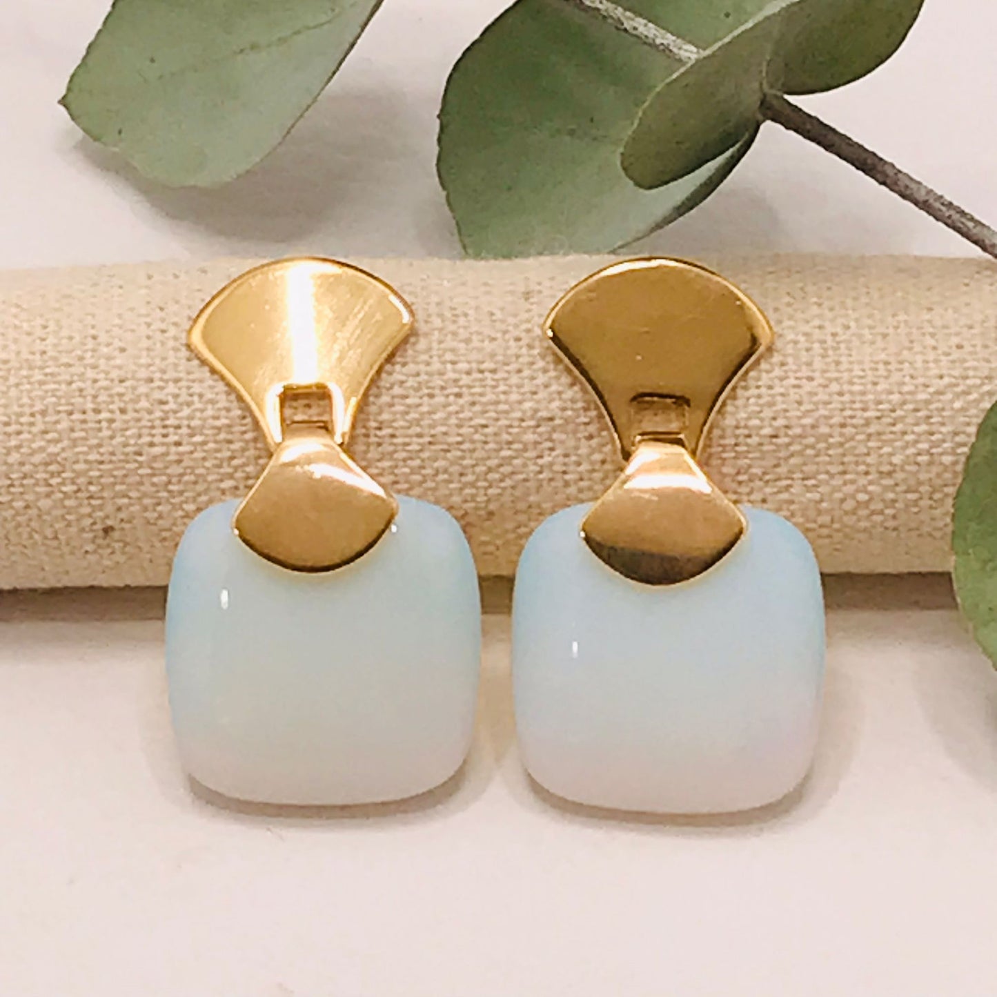 Frameless Square Gemstone Earring - Opalina