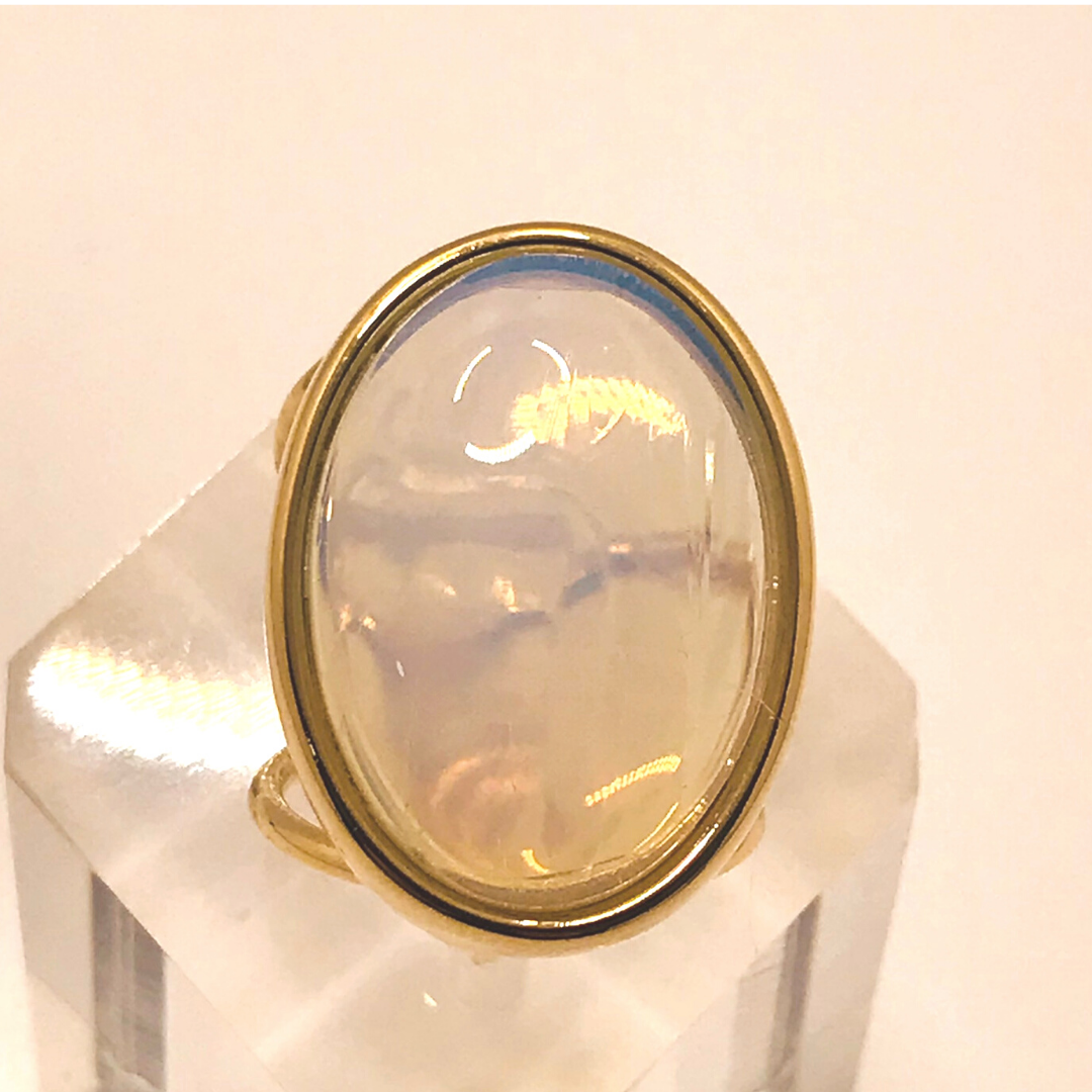 Oval Gemstone Adjustable Ring  - Opaline
