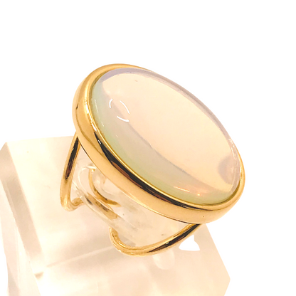 Oval Gemstone Adjustable Ring  - Opaline