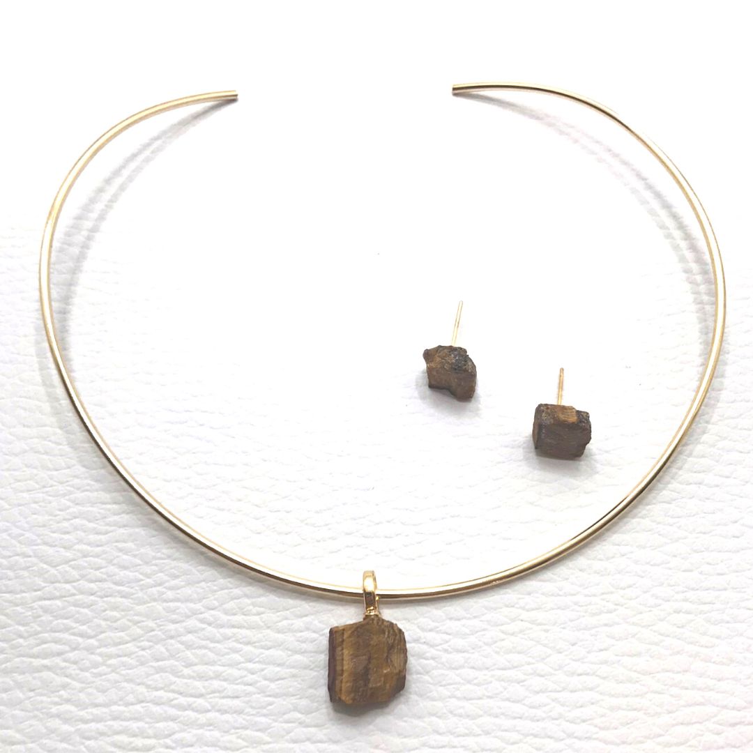 Raw Gemstone Pendant - Tiger Eye