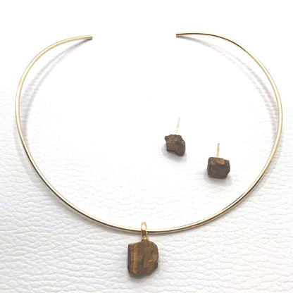 Raw Gemstone Pendant - Tiger Eye