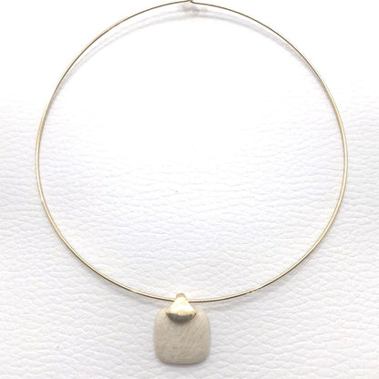 Frameless Square Gemstone Pendant - Beige Amazonite