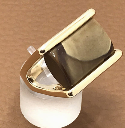 Rectangular Slab Gemstone Ring - Polychrome Jasper