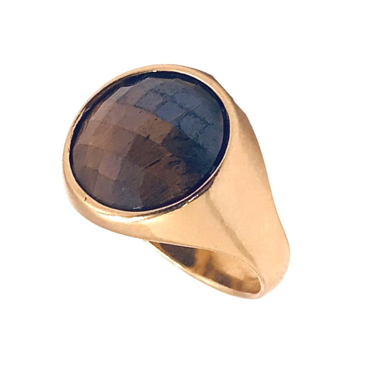 Pearly Gemstone Small Ring - Peraly Tiger Eye