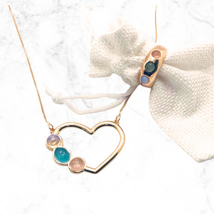 Bold Collection Ring - Rose Quartz -Opaline - Blue Agate