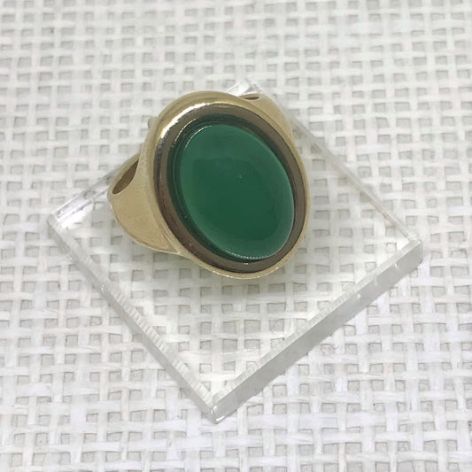 Small Framed Oval Gemstone Ring - Green Agate