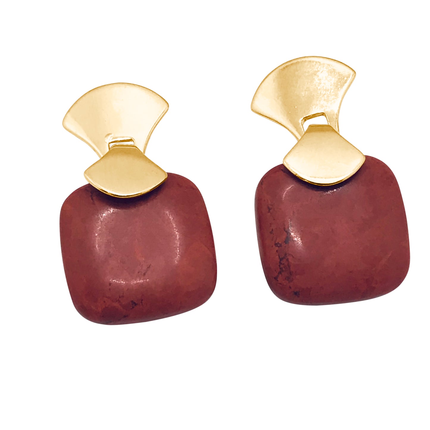 Frameless Square Gemstone Earring - Rose Howlite