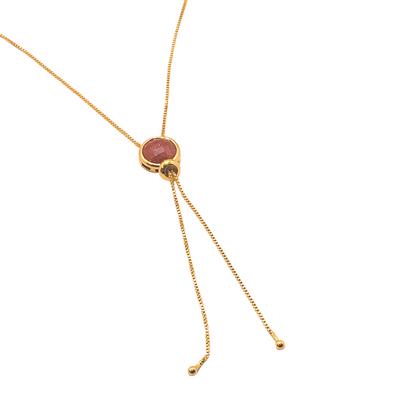 Tie  Gemstone Necklace - Pearly Sunstone